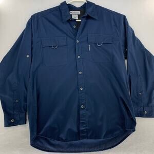 Columbia Navy Blue Long Sleeve Mens Casual Long Sleeve Shirt Size L